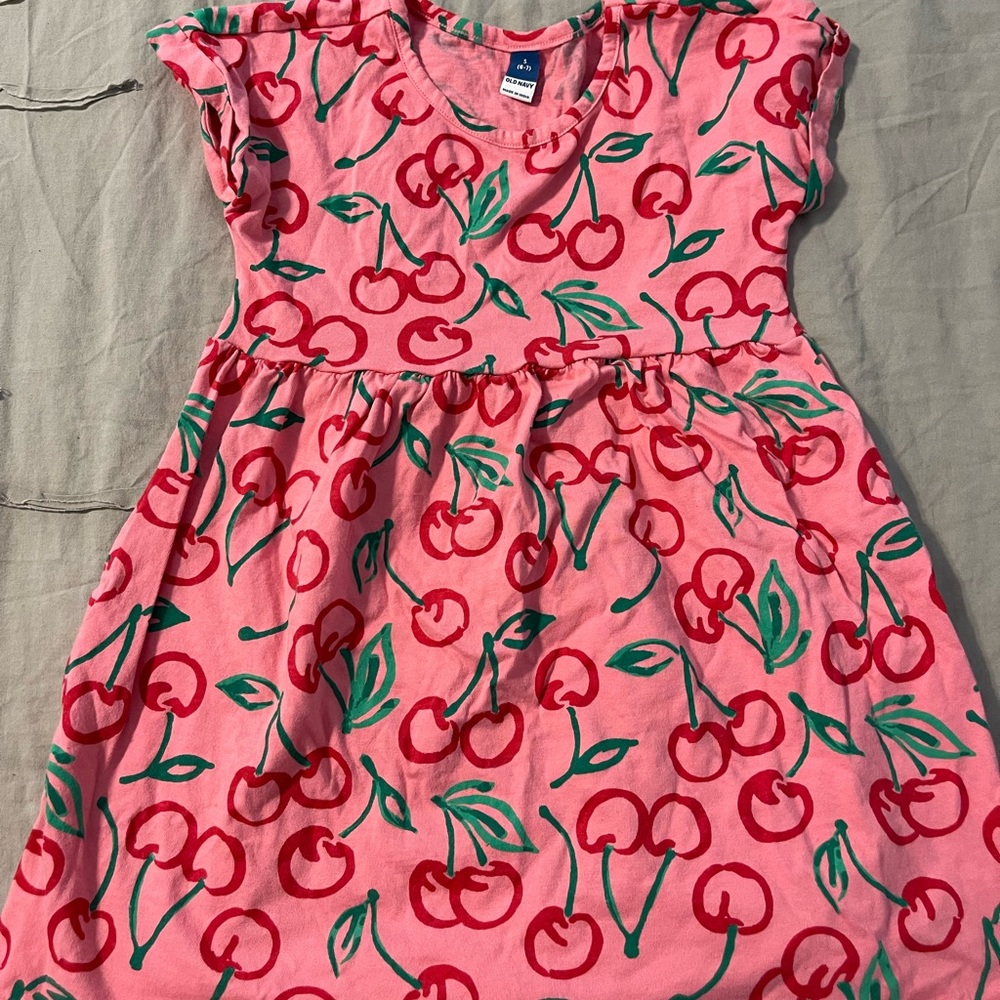 Old Navy Pink Dress with Cherry Print